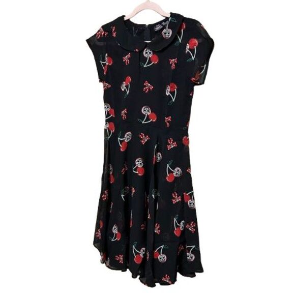 NWT Dead Threads Fit Flare Dress Womens Small Cherry Skull Rockabilly Punk VLV - Picture 3 of 9